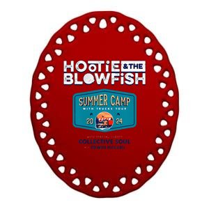 Summer Camp With Trucks Ceramic Oval Ornament