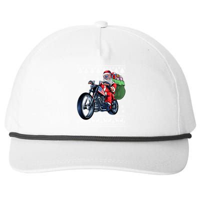 Santa Claus With Motorcycle Xmas Tree Ugly Xmas Snapback Five-Panel Rope Hat