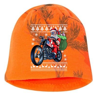 Santa Claus With Motorcycle Xmas Tree Ugly Xmas Kati - Camo Knit Beanie