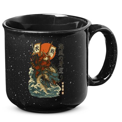 Samurai Cat With Sea Dragon Fantasy Art 15oz Campfire Ceramic Mug