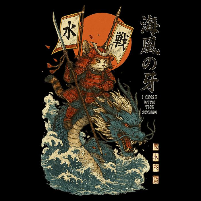 Samurai Cat With Sea Dragon Fantasy Art Womens Tank Top