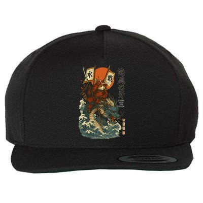 Samurai Cat With Sea Dragon Fantasy Art Wool Snapback Cap