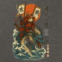 Samurai Cat With Sea Dragon Fantasy Art Cotton Canvas Backpack