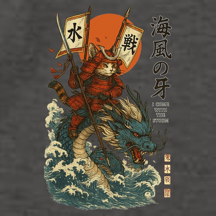 Samurai Cat With Sea Dragon Fantasy Art Vector Backpack