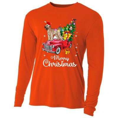 Soft Coated Wheaten Terrier Ride Red Truck Christmas Funny Gift Cooling Performance Long Sleeve Crew