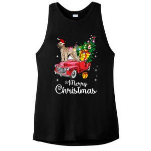 Soft Coated Wheaten Terrier Ride Red Truck Christmas Funny Gift Ladies PosiCharge Tri-Blend Wicking Tank