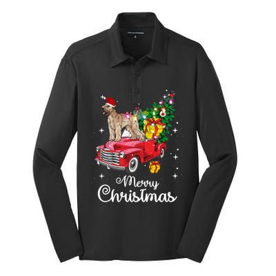 Soft Coated Wheaten Terrier Ride Red Truck Christmas Funny Gift Silk Touch Performance Long Sleeve Polo