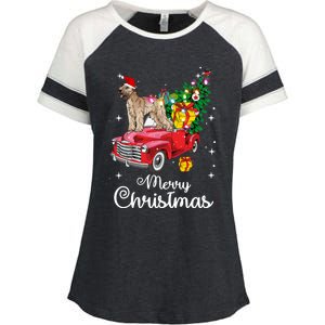 Soft Coated Wheaten Terrier Ride Red Truck Christmas Funny Gift Enza Ladies Jersey Colorblock Tee