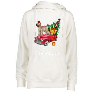 Soft Coated Wheaten Terrier Ride Red Truck Christmas Funny Gift Womens Funnel Neck Pullover Hood