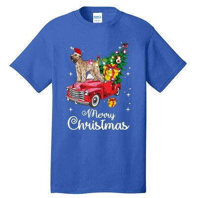 Soft Coated Wheaten Terrier Ride Red Truck Christmas Funny Gift Tall T-Shirt