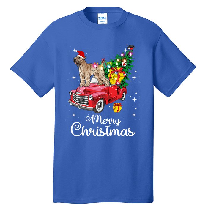 Soft Coated Wheaten Terrier Ride Red Truck Christmas Funny Gift Tall T-Shirt