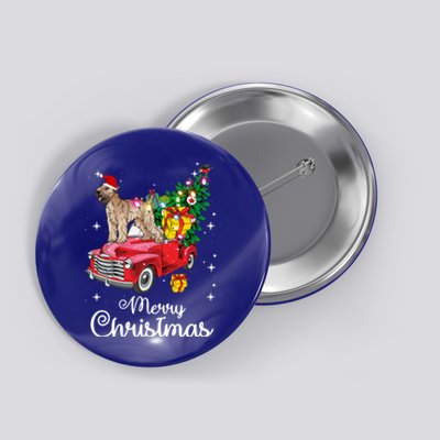 Soft Coated Wheaten Terrier Ride Red Truck Christmas Funny Gift Button