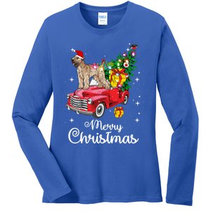 Soft Coated Wheaten Terrier Ride Red Truck Christmas Funny Gift Ladies Long Sleeve Shirt