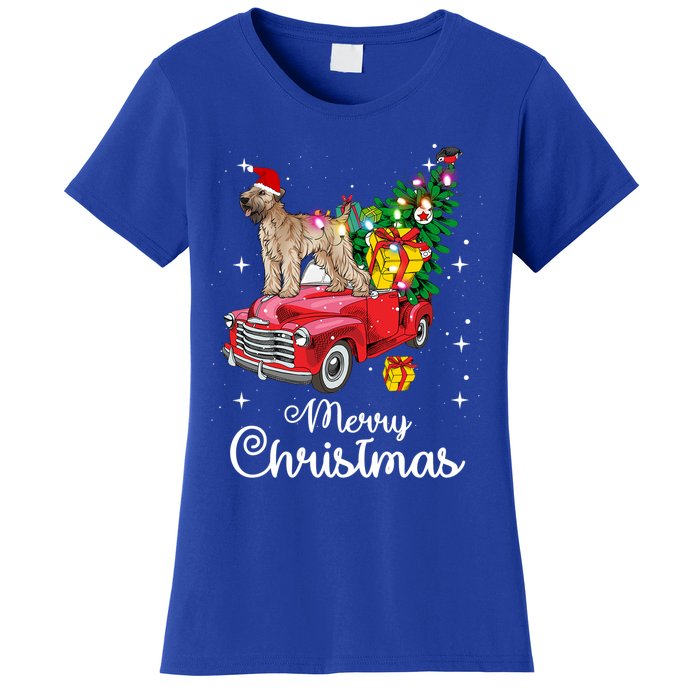 Soft Coated Wheaten Terrier Ride Red Truck Christmas Funny Gift Women's T-Shirt