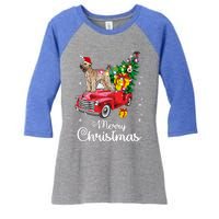 Soft Coated Wheaten Terrier Ride Red Truck Christmas Funny Gift Women's Tri-Blend 3/4-Sleeve Raglan Shirt