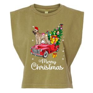 Soft Coated Wheaten Terrier Ride Red Truck Christmas Funny Gift Garment-Dyed Women's Muscle Tee