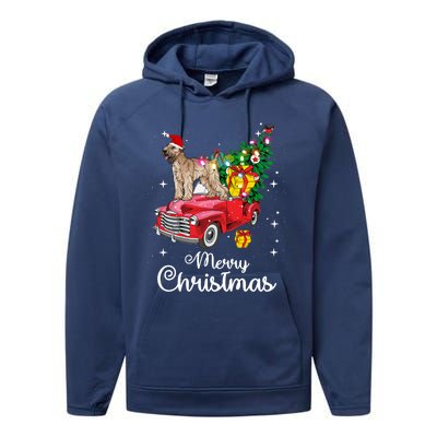 Soft Coated Wheaten Terrier Ride Red Truck Christmas Funny Gift Performance Fleece Hoodie