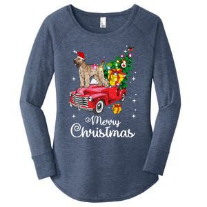 Soft Coated Wheaten Terrier Ride Red Truck Christmas Funny Gift Women's Perfect Tri Tunic Long Sleeve Shirt