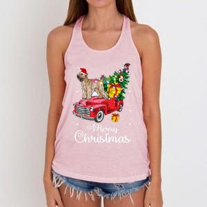 Soft Coated Wheaten Terrier Ride Red Truck Christmas Funny Gift Women's Knotted Racerback Tank