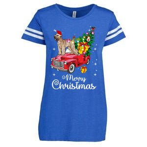 Soft Coated Wheaten Terrier Ride Red Truck Christmas Funny Gift Enza Ladies Jersey Football T-Shirt