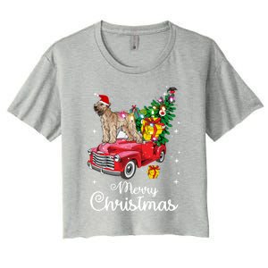 Soft Coated Wheaten Terrier Ride Red Truck Christmas Funny Gift Women's Crop Top Tee