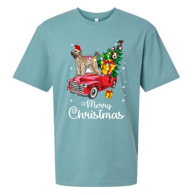 Soft Coated Wheaten Terrier Ride Red Truck Christmas Funny Gift Sueded Cloud Jersey T-Shirt