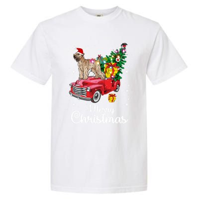 Soft Coated Wheaten Terrier Ride Red Truck Christmas Funny Gift Garment-Dyed Heavyweight T-Shirt