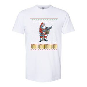 Santa Claus With A Big Gun Singing Christmas Song Funny Ugly Gift Softstyle CVC T-Shirt