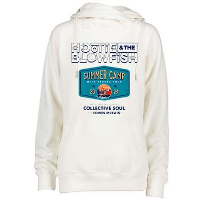 Summer Camp With Trucks Womens Funnel Neck Pullover Hood