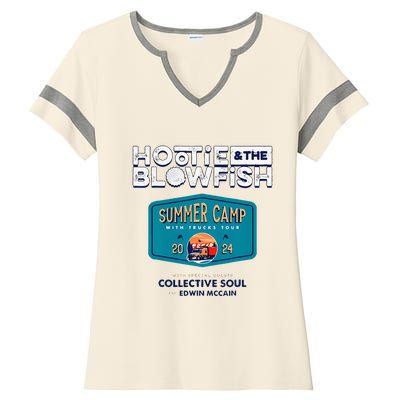 Summer Camp With Trucks Ladies Halftime Notch Neck Tee