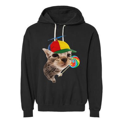 Silly Cat With Lollipop Meme Garment-Dyed Fleece Hoodie