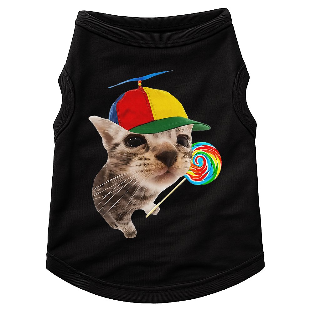 Silly Cat With Lollipop Meme Doggie Tank