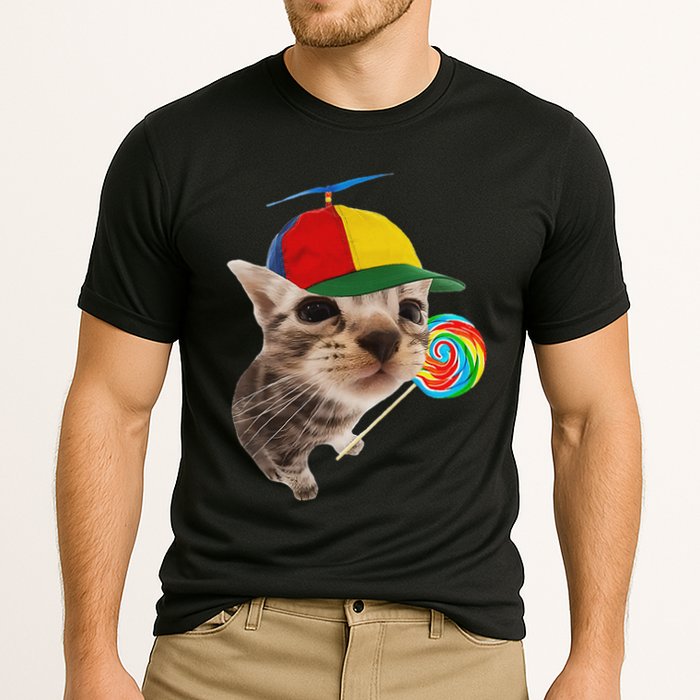 Silly Cat With Lollipop Meme Performance Shirt