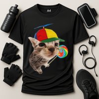 Silly Cat With Lollipop Meme Performance Shirt