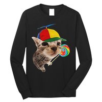 Silly Cat With Lollipop Meme Long Sleeve Shirt