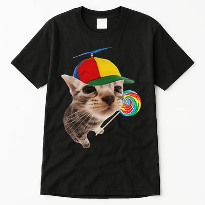 Silly Cat With Lollipop Meme Tall T-Shirt