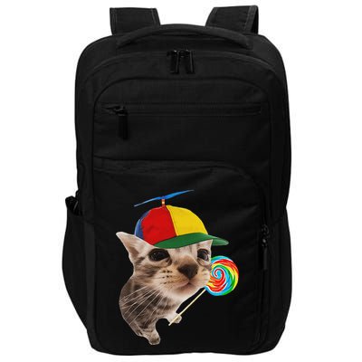 Silly Cat With Lollipop Meme Impact Tech Backpack