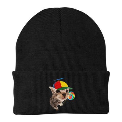 Silly Cat With Lollipop Meme Beanie