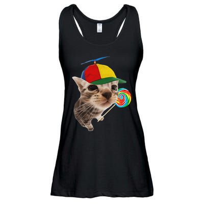 Silly Cat With Lollipop Meme Ladies Essential Flowy Tank