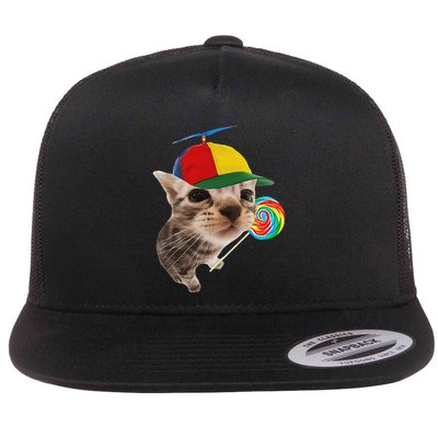 Silly Cat With Lollipop Meme Flatbill Hat