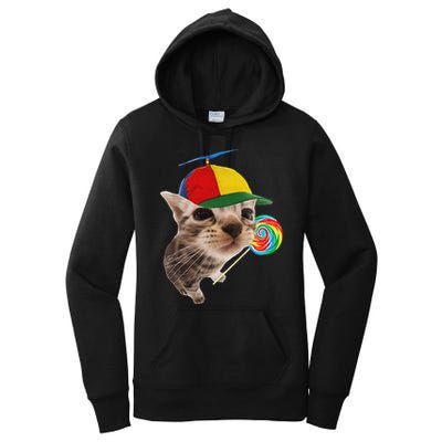 Silly Cat With Lollipop Meme Women's Pullover Hoodie