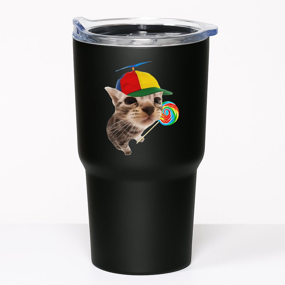 Silly Cat With Lollipop Meme Tumbler