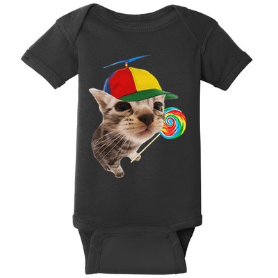 Silly Cat With Lollipop Meme Baby Bodysuit