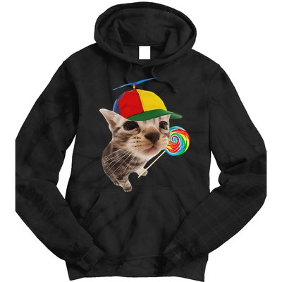 Silly Cat With Lollipop Meme Tie Dye Hoodie