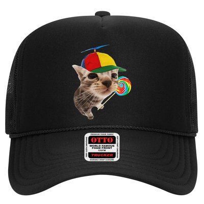 Silly Cat With Lollipop Meme Trucker Hat
