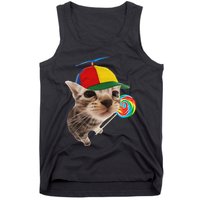 Silly Cat With Lollipop Meme Tank Top