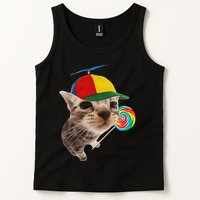 Silly Cat With Lollipop Meme Tank Top