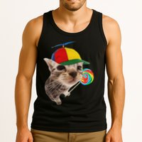 Silly Cat With Lollipop Meme Tank Top