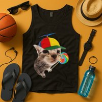 Silly Cat With Lollipop Meme Tank Top