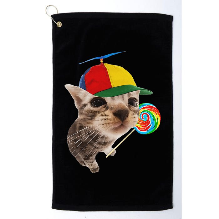 Silly Cat With Lollipop Meme Golf Towel